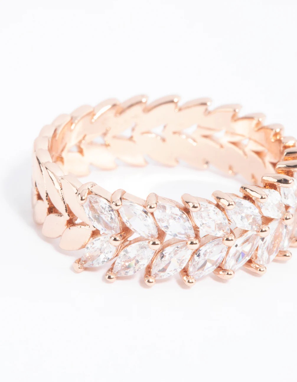 Rose Gold Plated Cubic Zirconia Navette Ring - Image 3