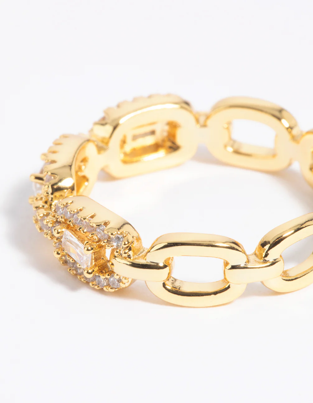 Gold Plated Cubic Zirconia Chain Ring - Image 3