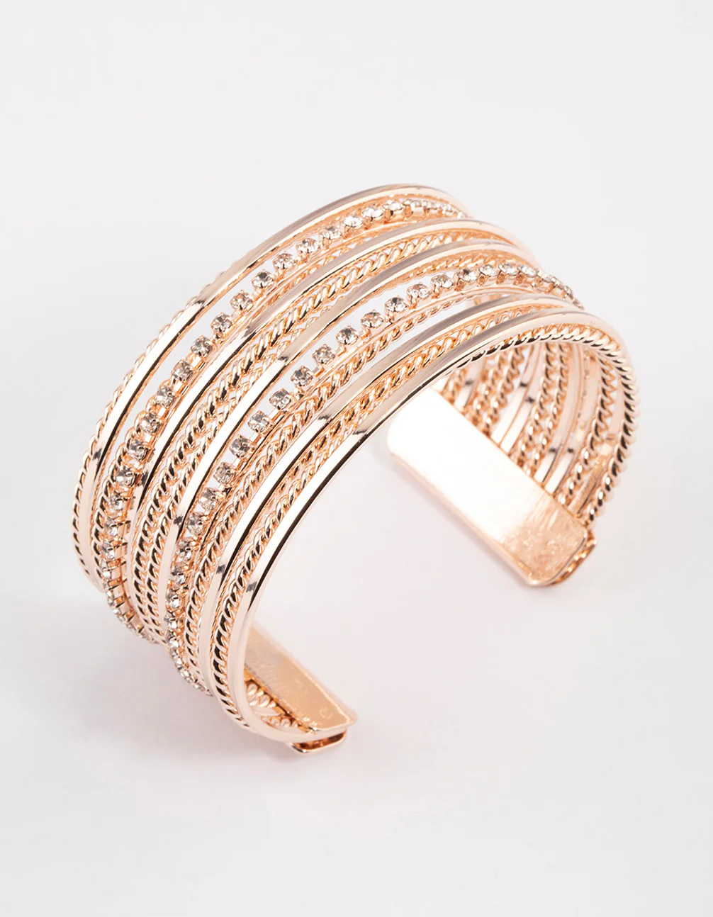 Rose Gold Layered Diamante Wrist Cuff - Image 2