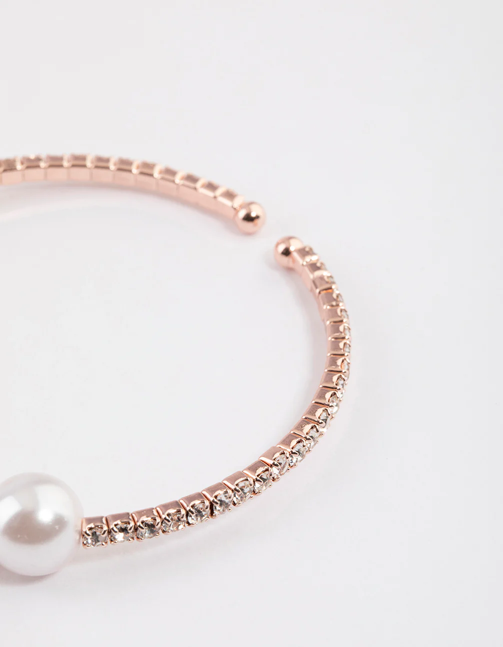 Rose Gold Pearl Diamante Bangle - Image 3