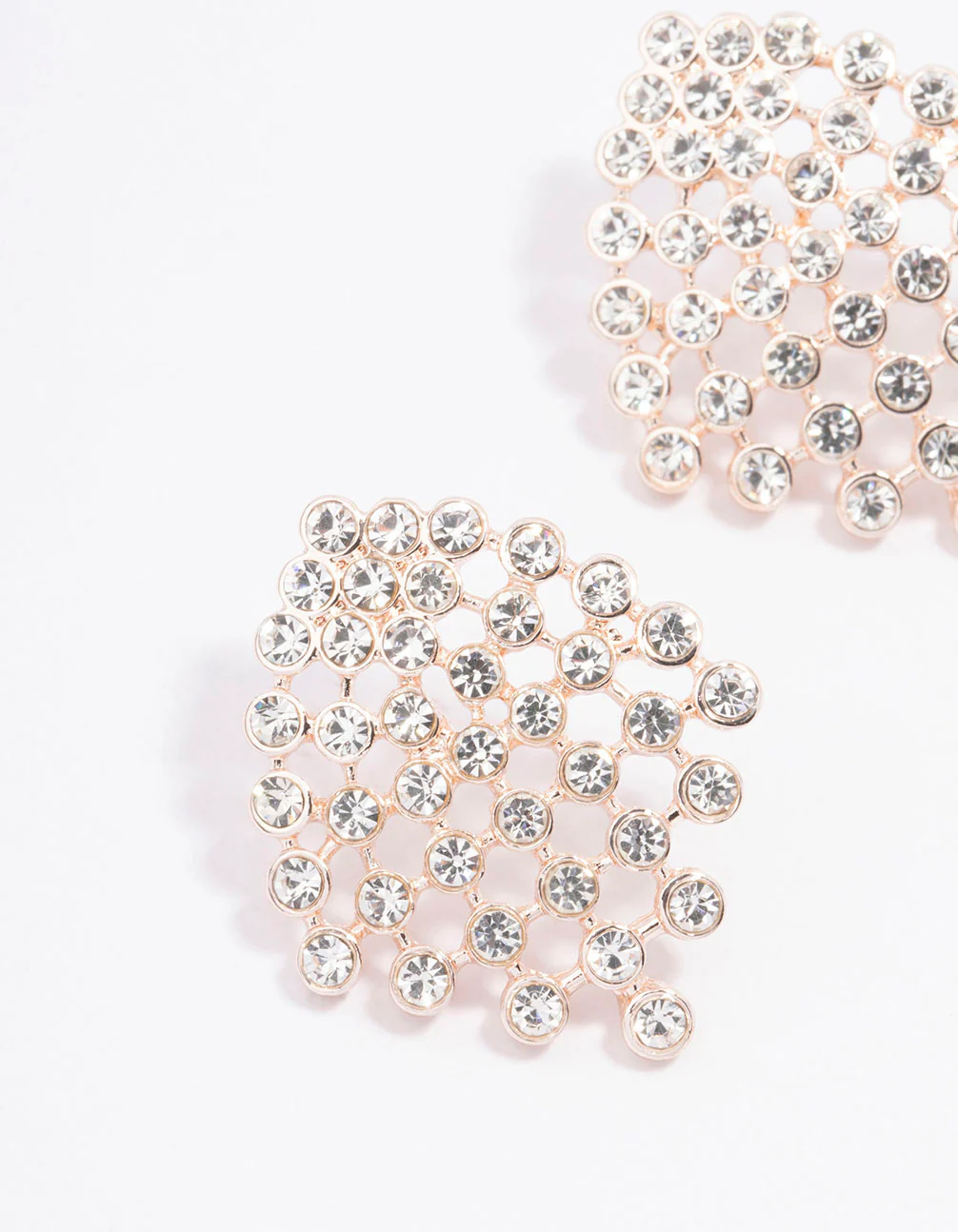 Rose Gold Round Diamante Stud Earrings - Image 2