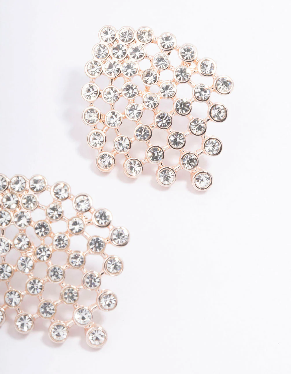 Rose Gold Round Diamante Stud Earrings - Image 3