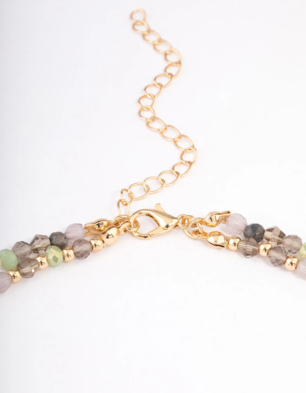 Gold Double Row Circle Stone Pendant Necklace - Image 3