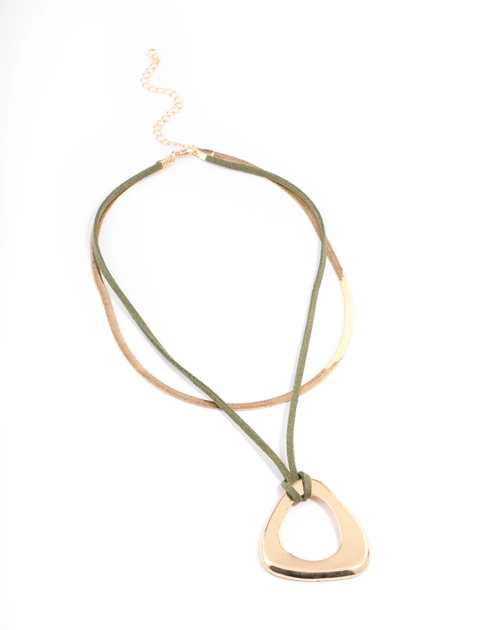 Gold Double Row Organic Pendant Necklace - Image 2