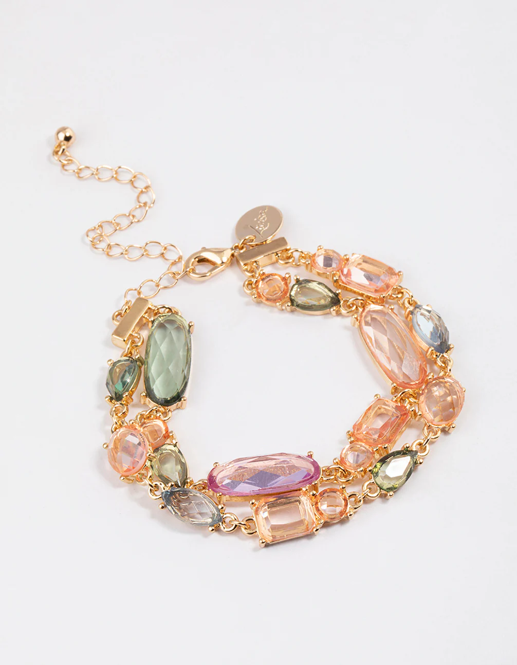 Gold Chunky Mixed Statement Double Row Bangle - Image 2