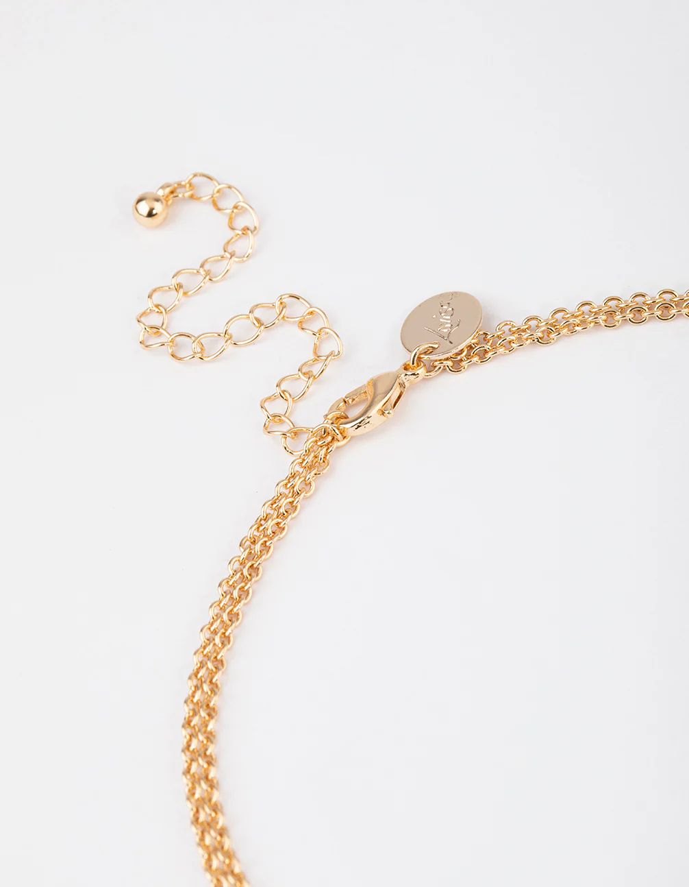 Gold Chunky Mixed Statement Double Layered Necklace - Image 3