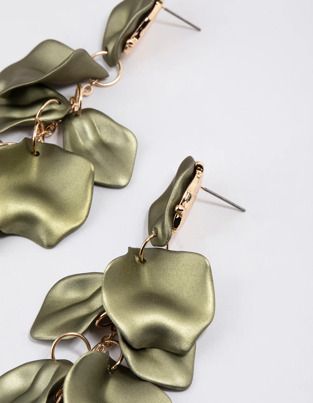 Gold Coated Petal Drop Earrings - Image 2
