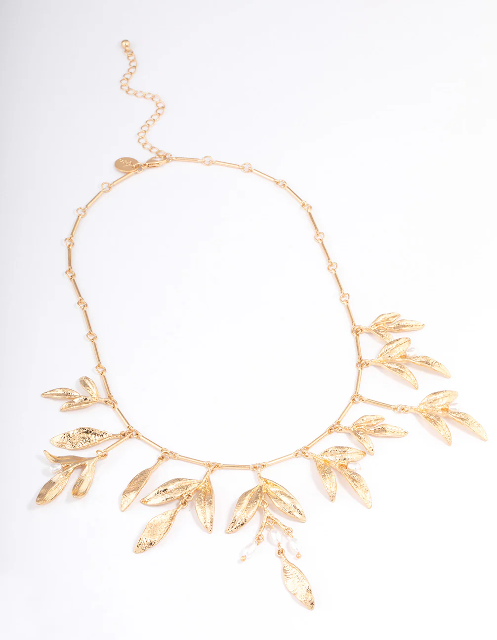 Gold Dainty Leaf & Pearl Necklace - Image 2