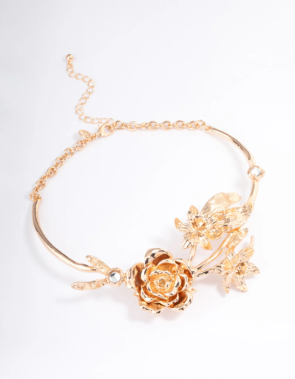 Gold Floral Solid Choker - Image 2