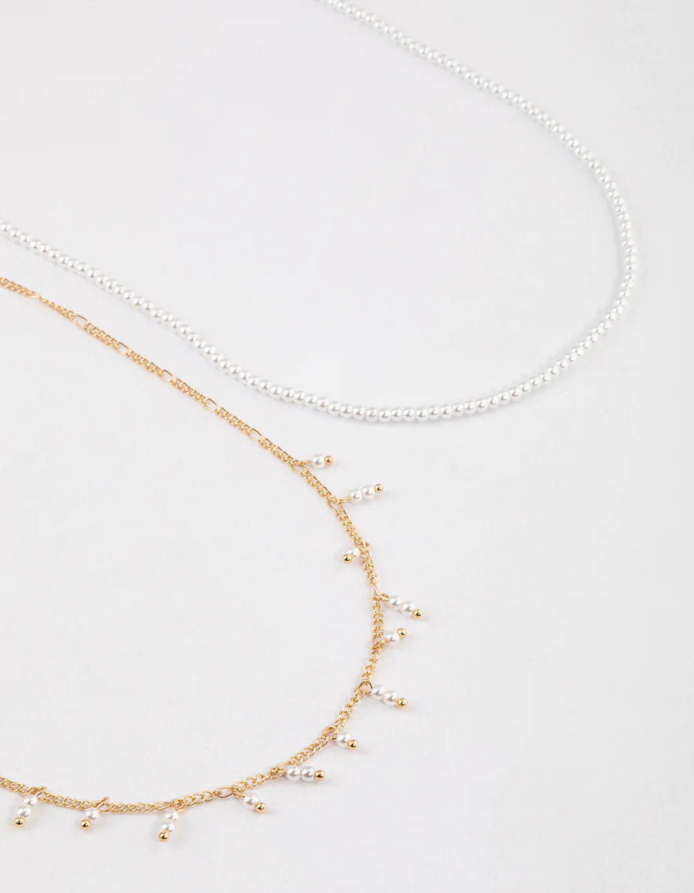 Gold Flower Pearl Layered Necklace