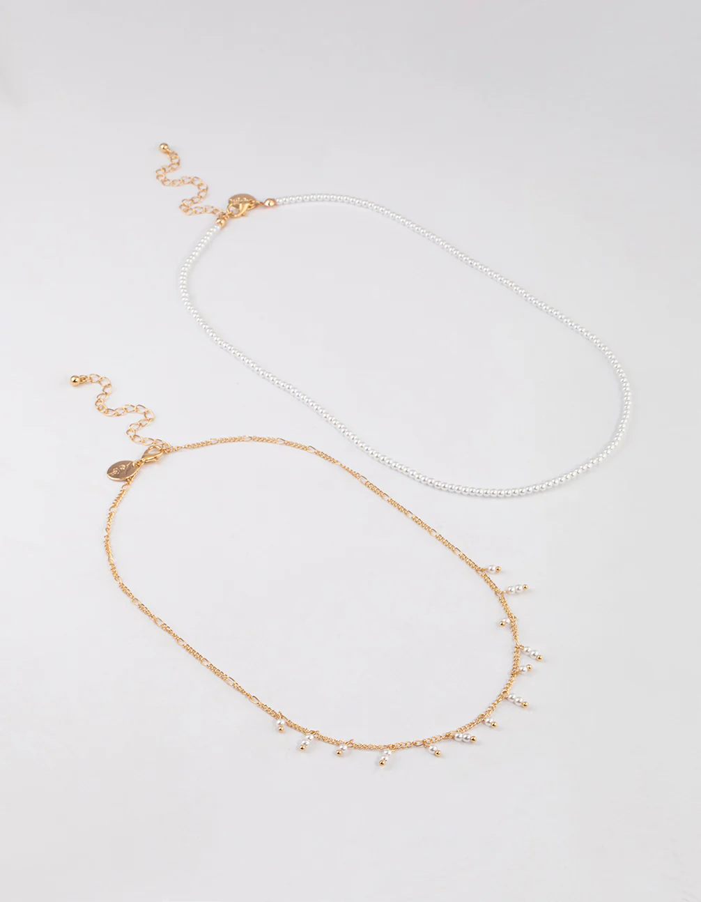 Gold Flower Pearl Layered Necklace - Image 2