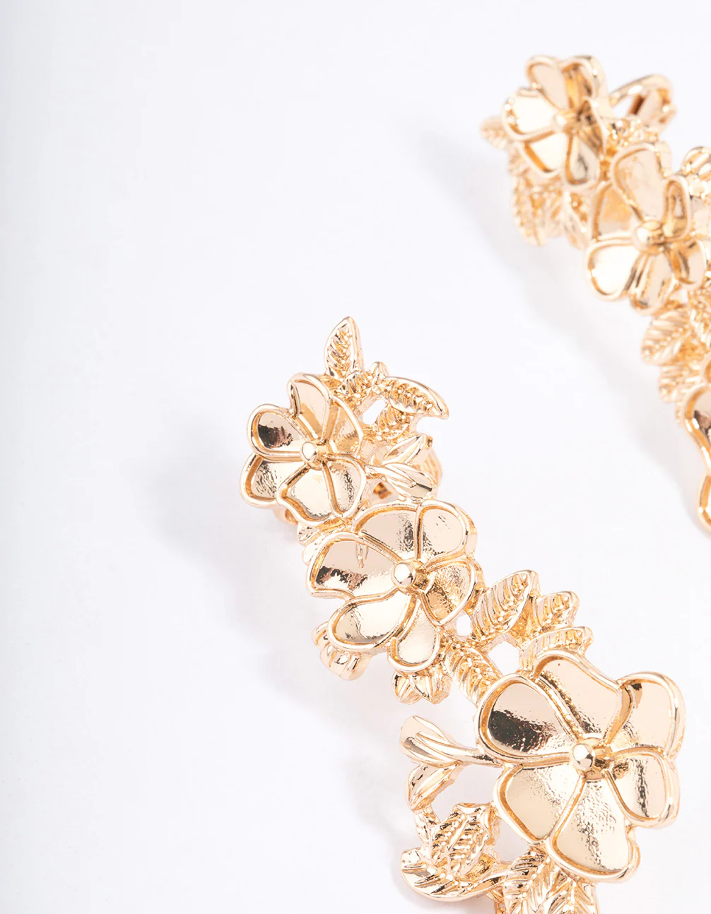Gold Graduated Flower Tassel Cuff Earrings - Image 2
