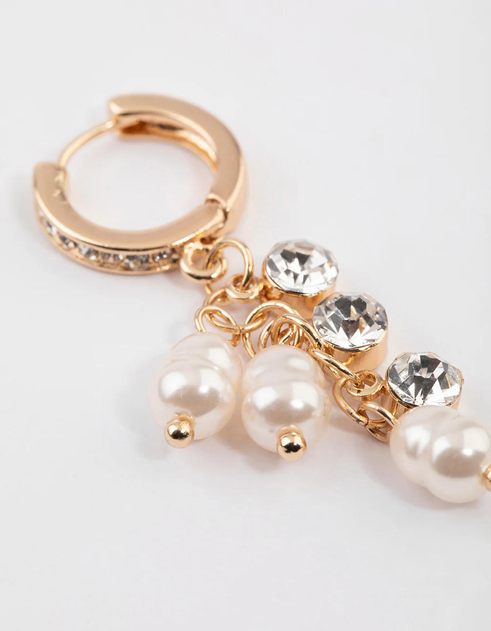 Gold Multi Pearl Huggie Earrings - Image 3