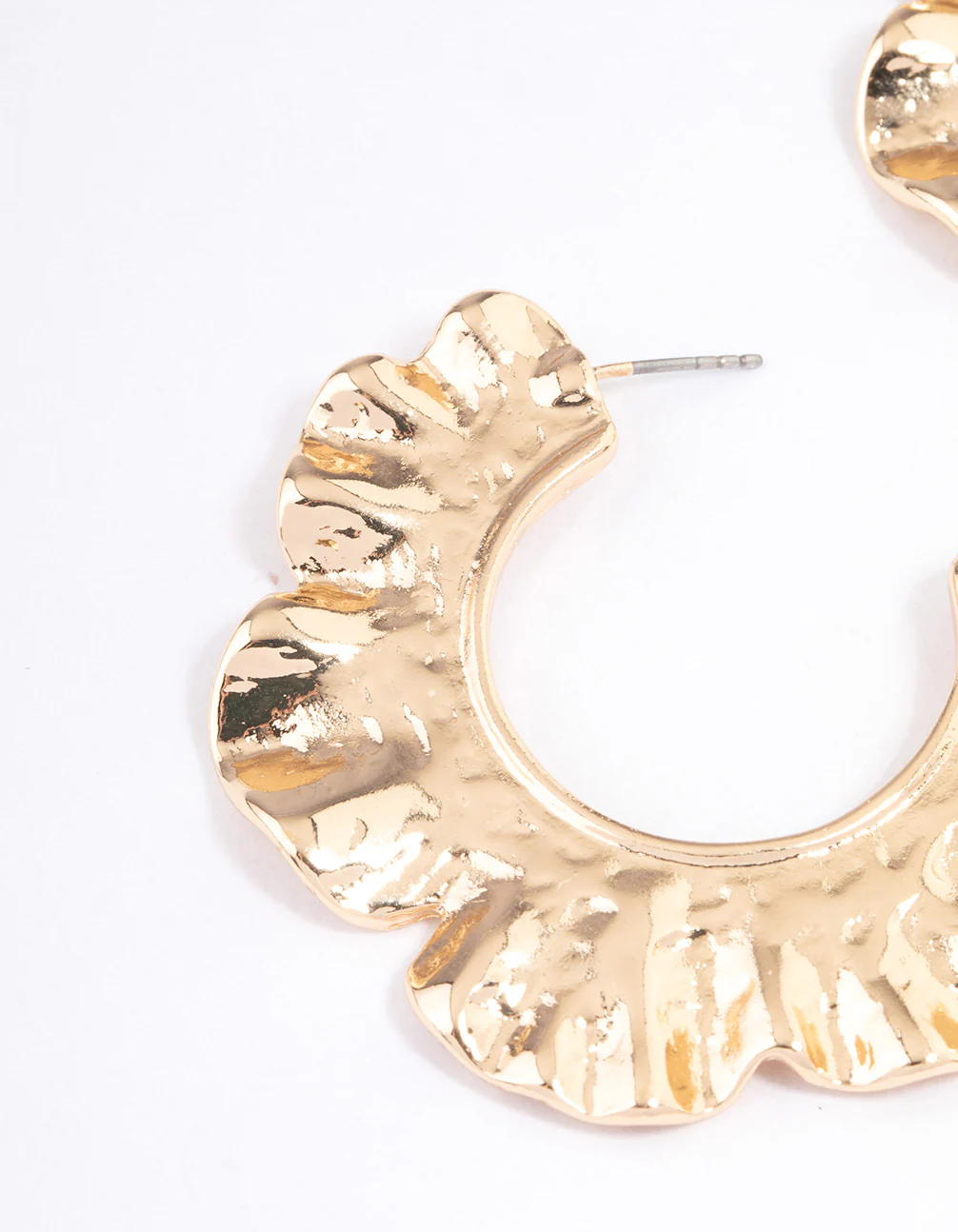 Gold Molten Organic Flower Hoop Earrings - Image 2