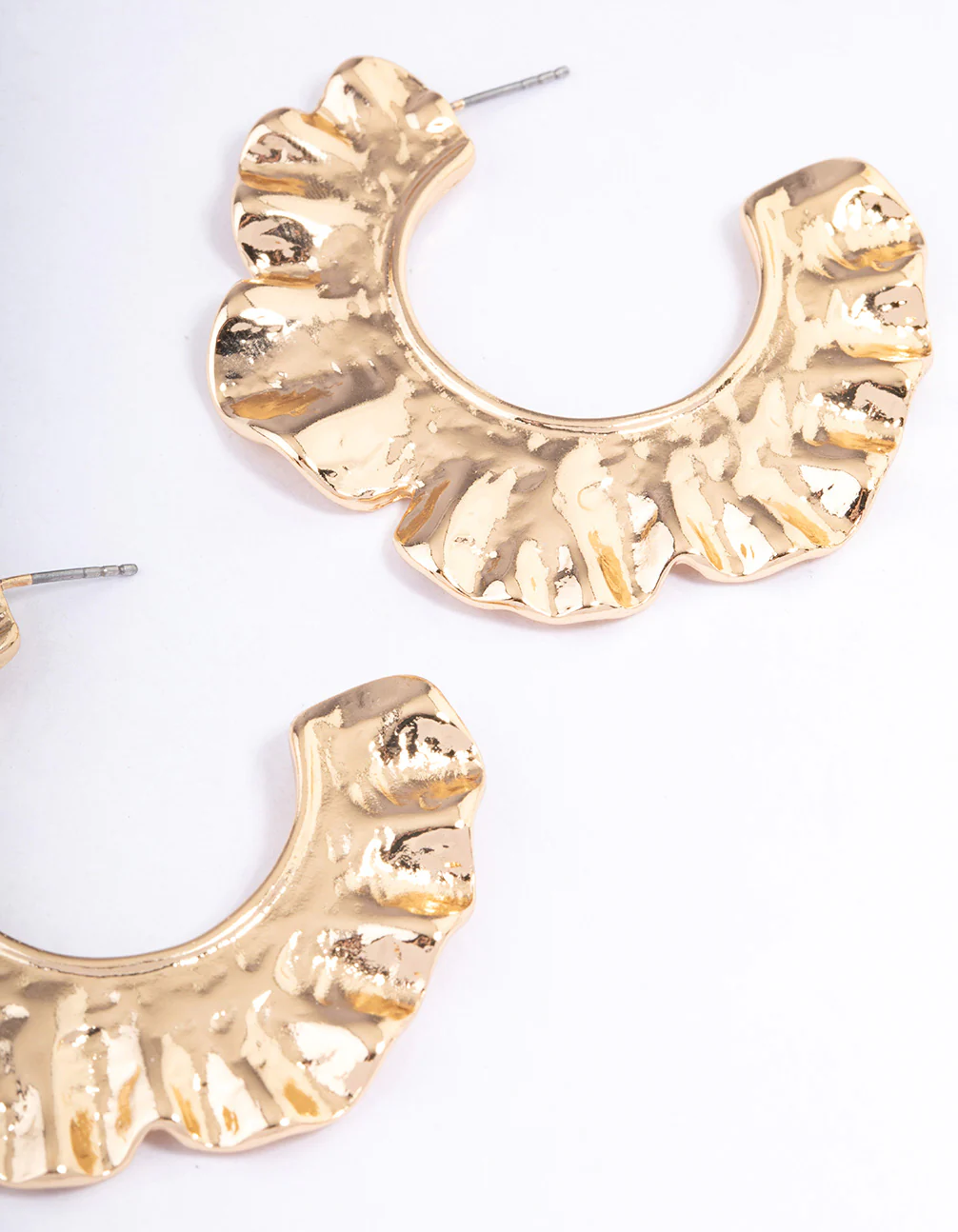 Gold Molten Organic Flower Hoop Earrings - Image 3