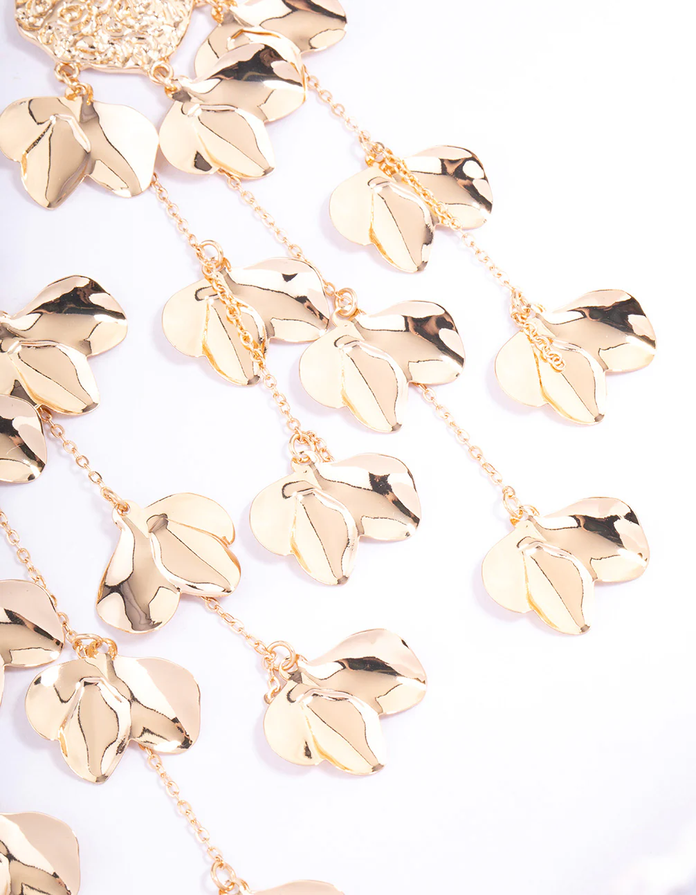 Gold Molten Statement Petal Drop Earrings - Image 3