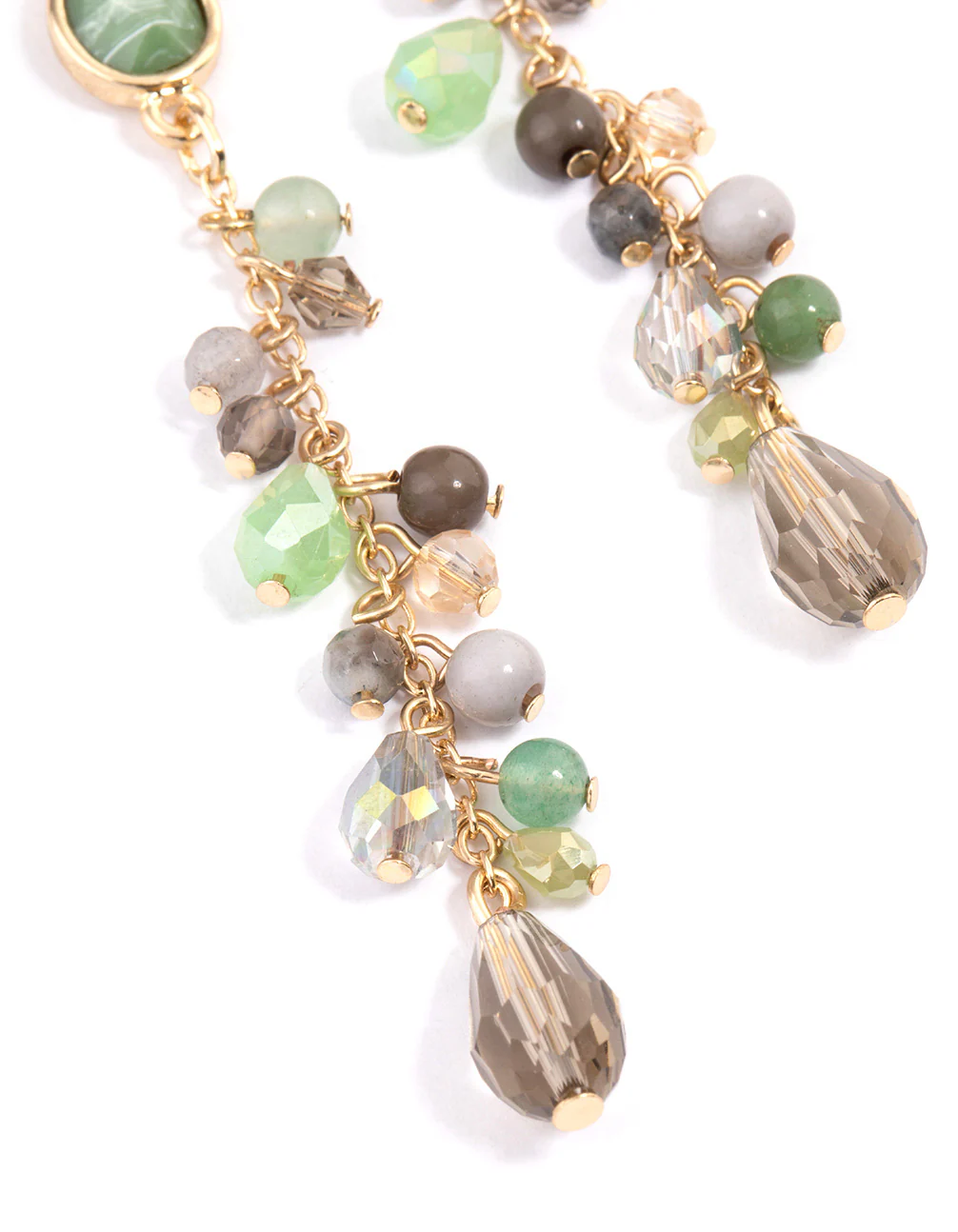 Gold Mixed Beaded Chain Drop Earrings - Image 3