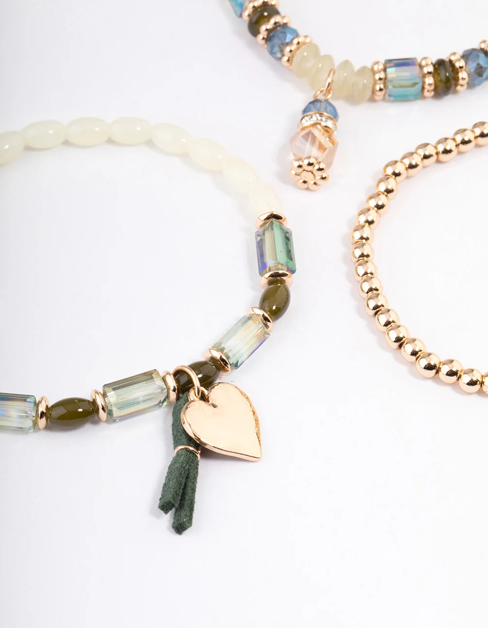 Gold Mixed Shape Beaded Stretch Bracelet Pack - Image 2