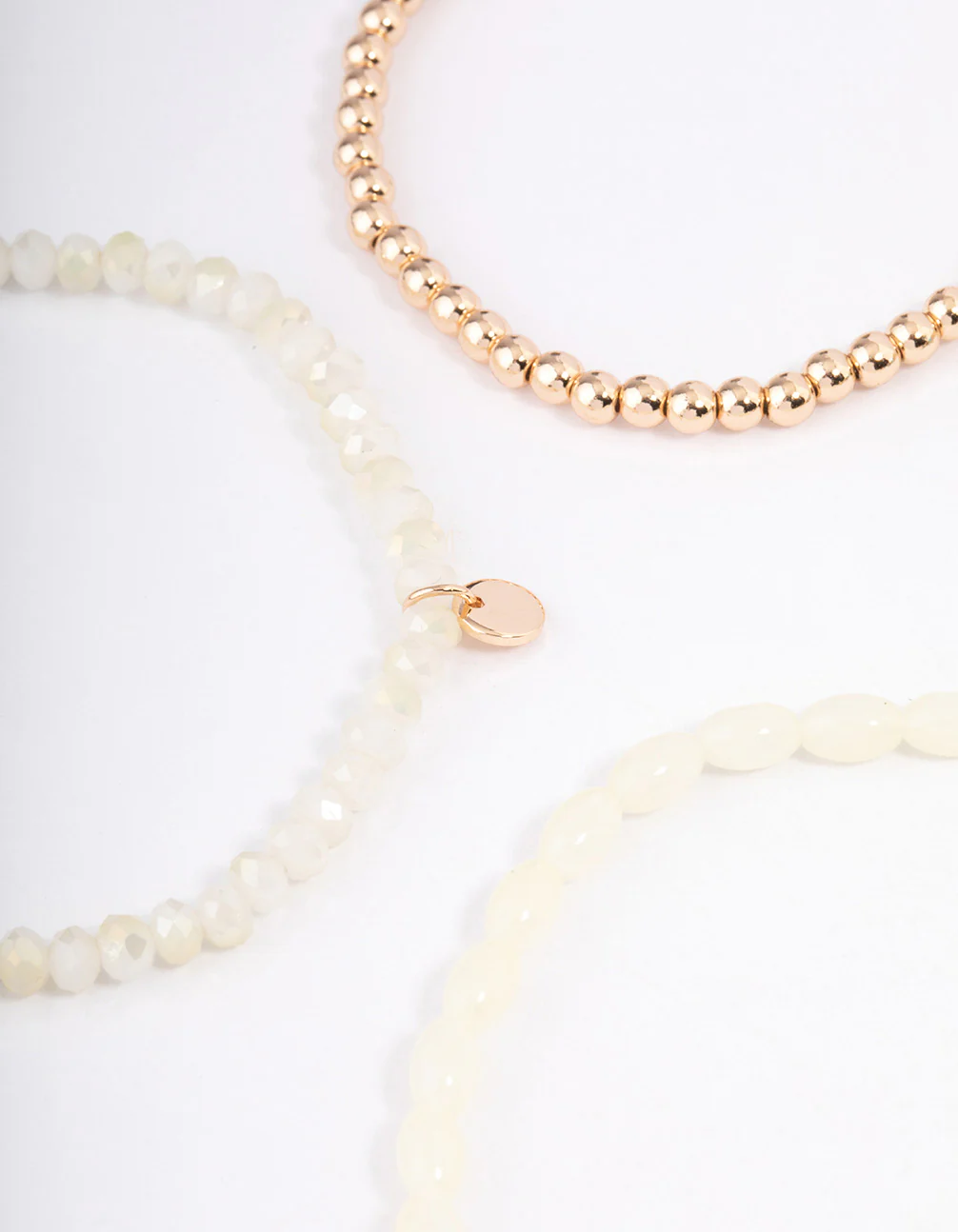 Gold Mixed Shape Beaded Stretch Bracelet Pack - Image 3