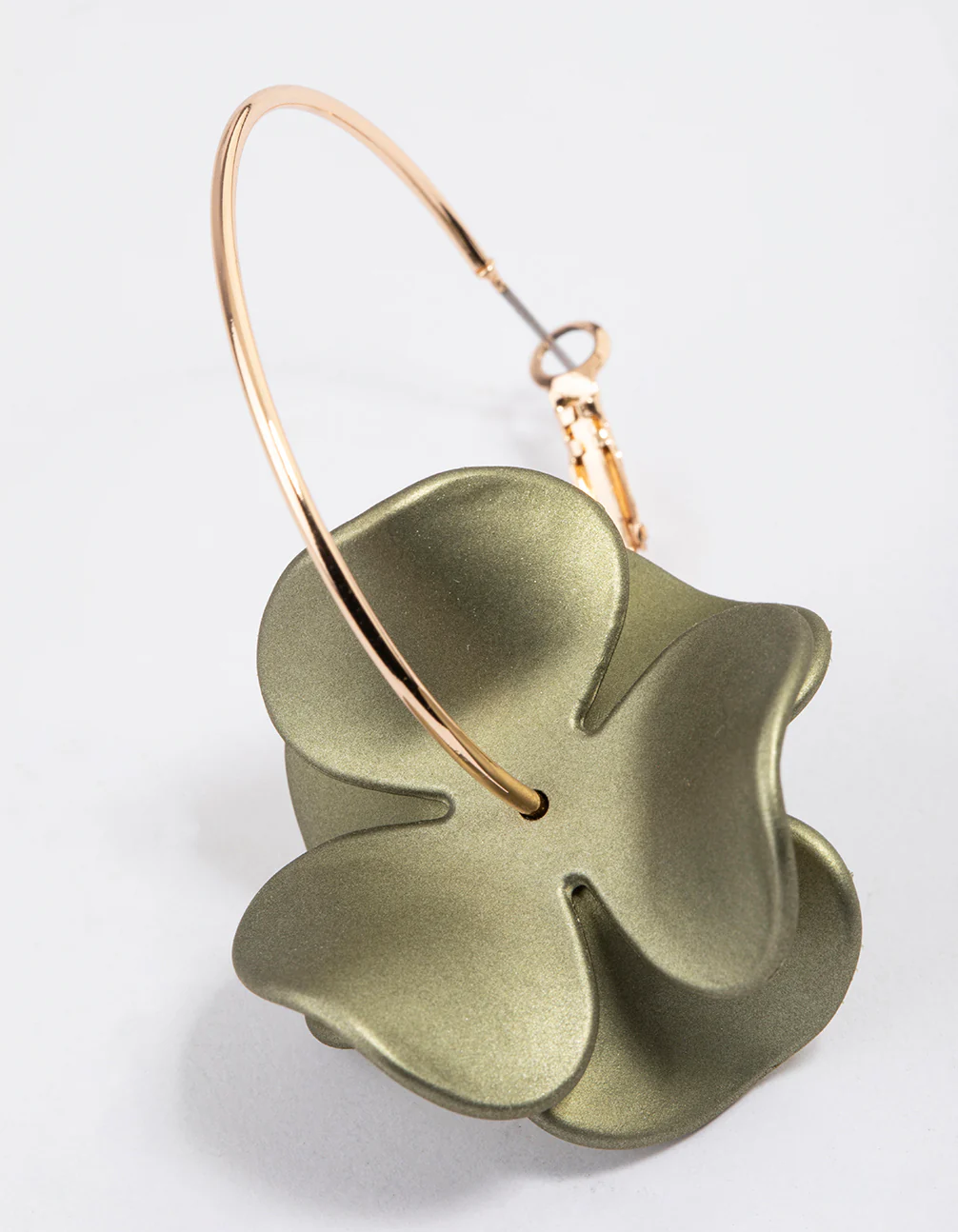 Gold Pearlised Flower Hoop Earrings - Image 3