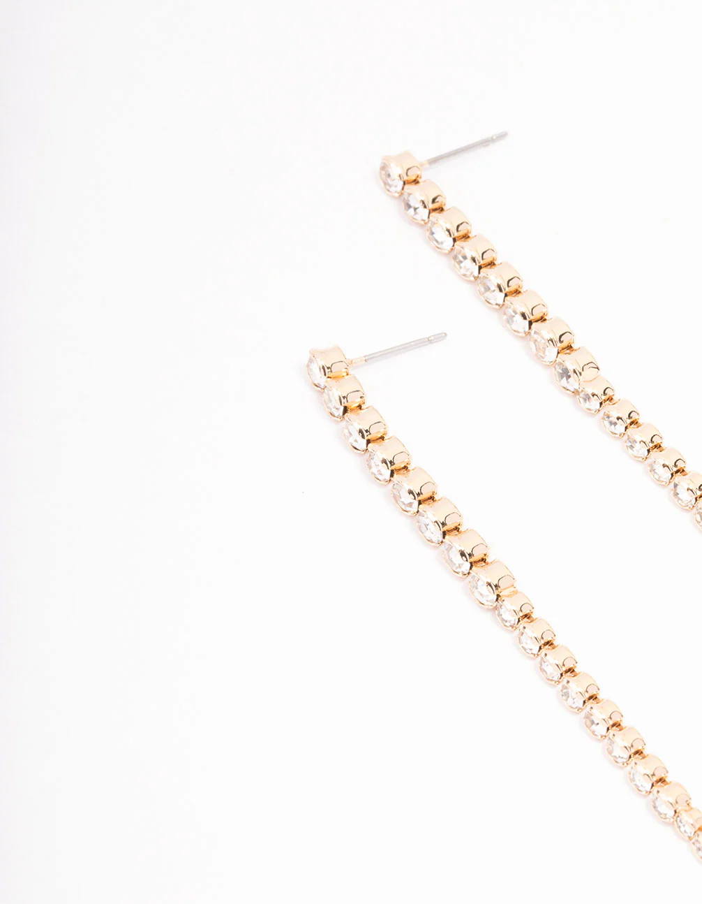 Gold Round Diamante Cup Chain Drop Earrings - Image 2