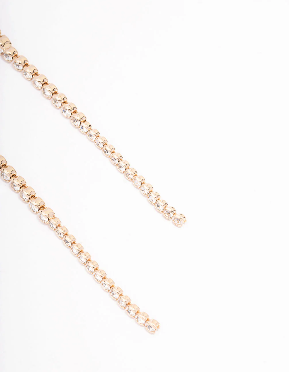 Gold Round Diamante Cup Chain Drop Earrings - Image 3