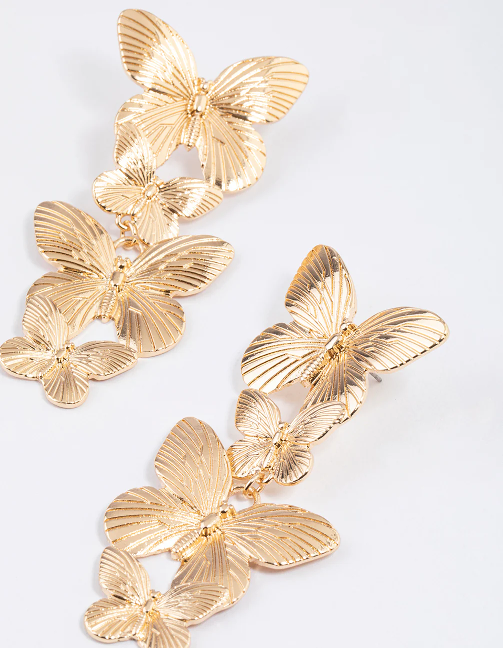 Gold Statement Butterfly Drop Earrings - Image 2