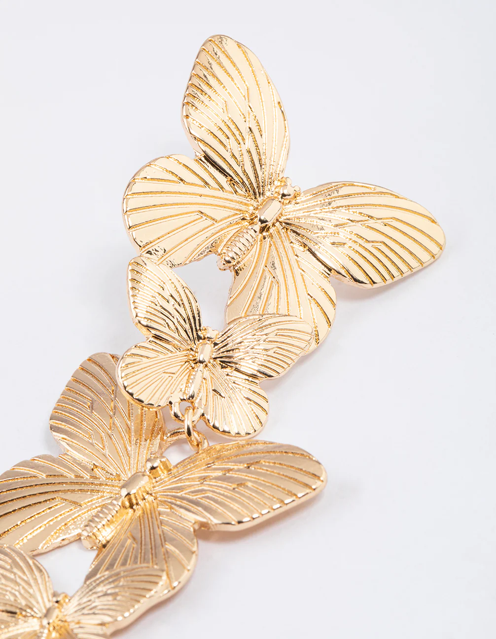 Gold Statement Butterfly Drop Earrings - Image 3