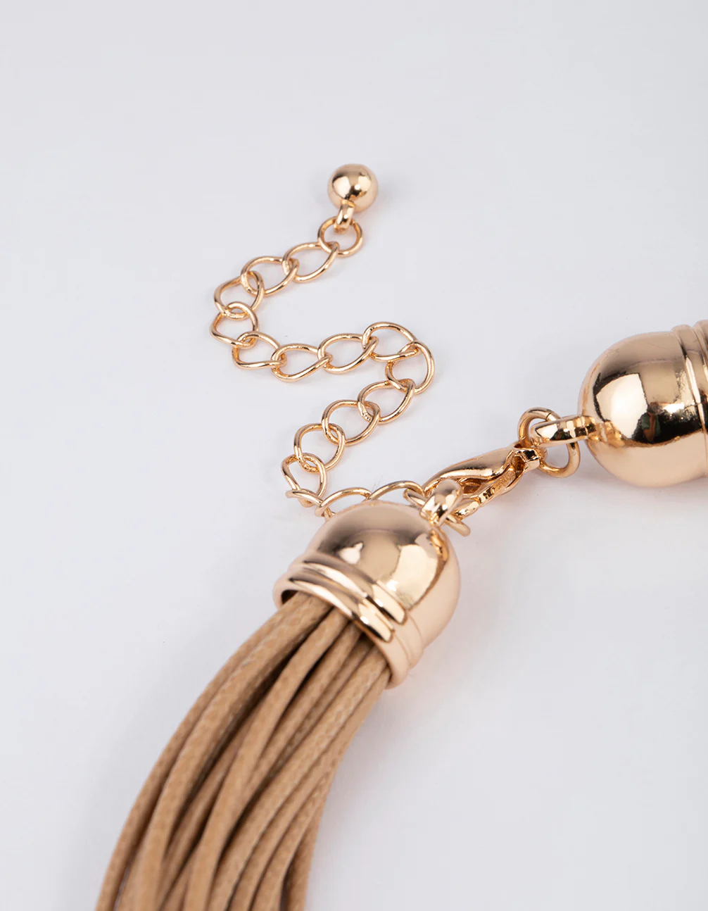 Gold Wax Cord Triangle Ball Layered Necklace - Image 3