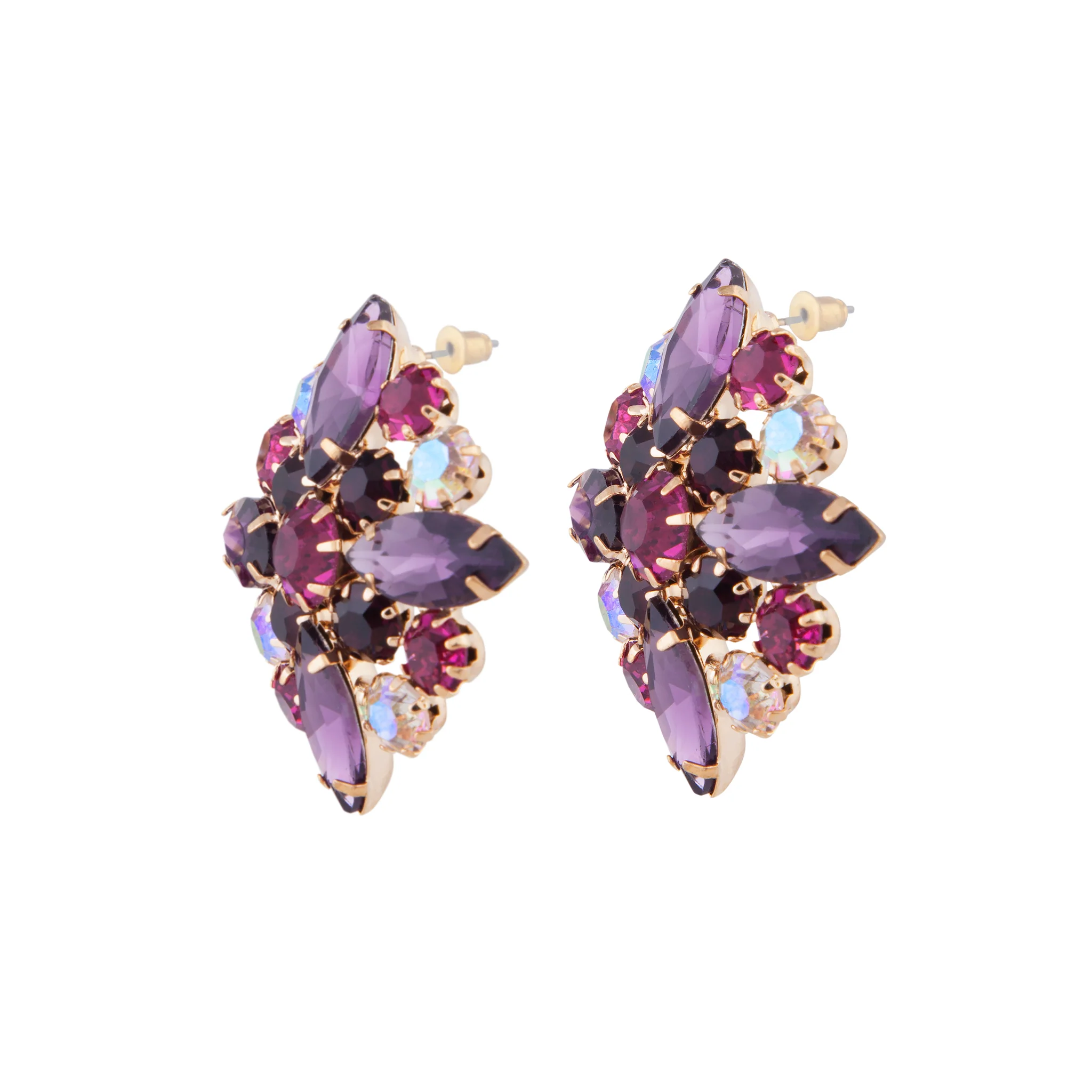 Mixed Purple Vintage Marquise Cluster Stud - Image 2