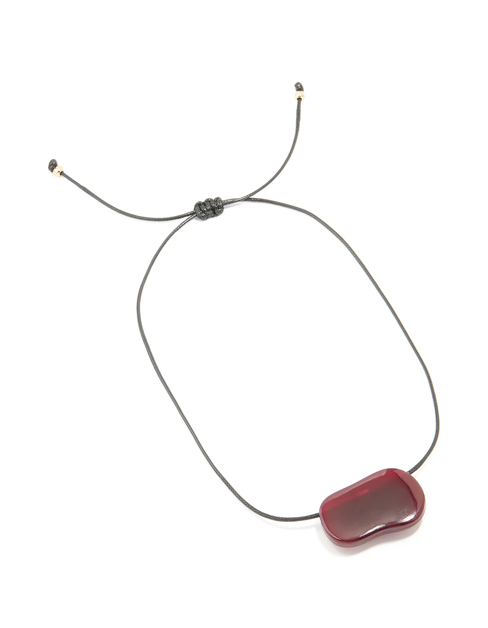 Burgundy Acrylic Large Pebble Cord Pendant Necklace - Image 2