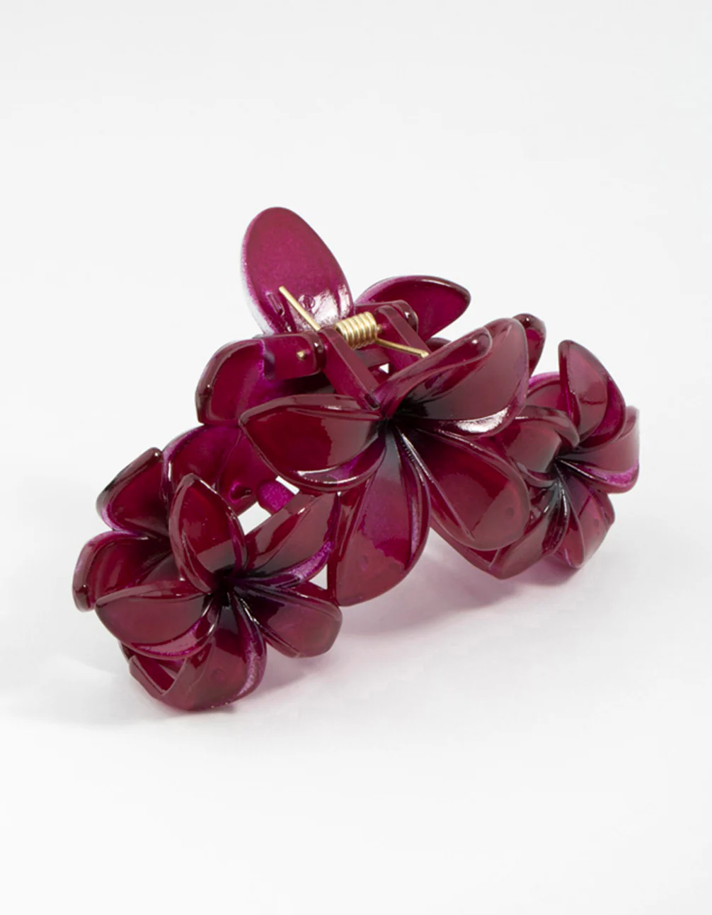 Burgundy Frangipani Flowers Hair Claw Clip - Image 2