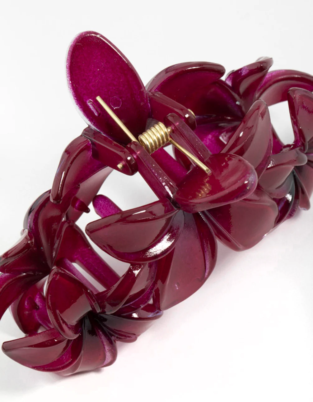 Burgundy Frangipani Flowers Hair Claw Clip - Image 3