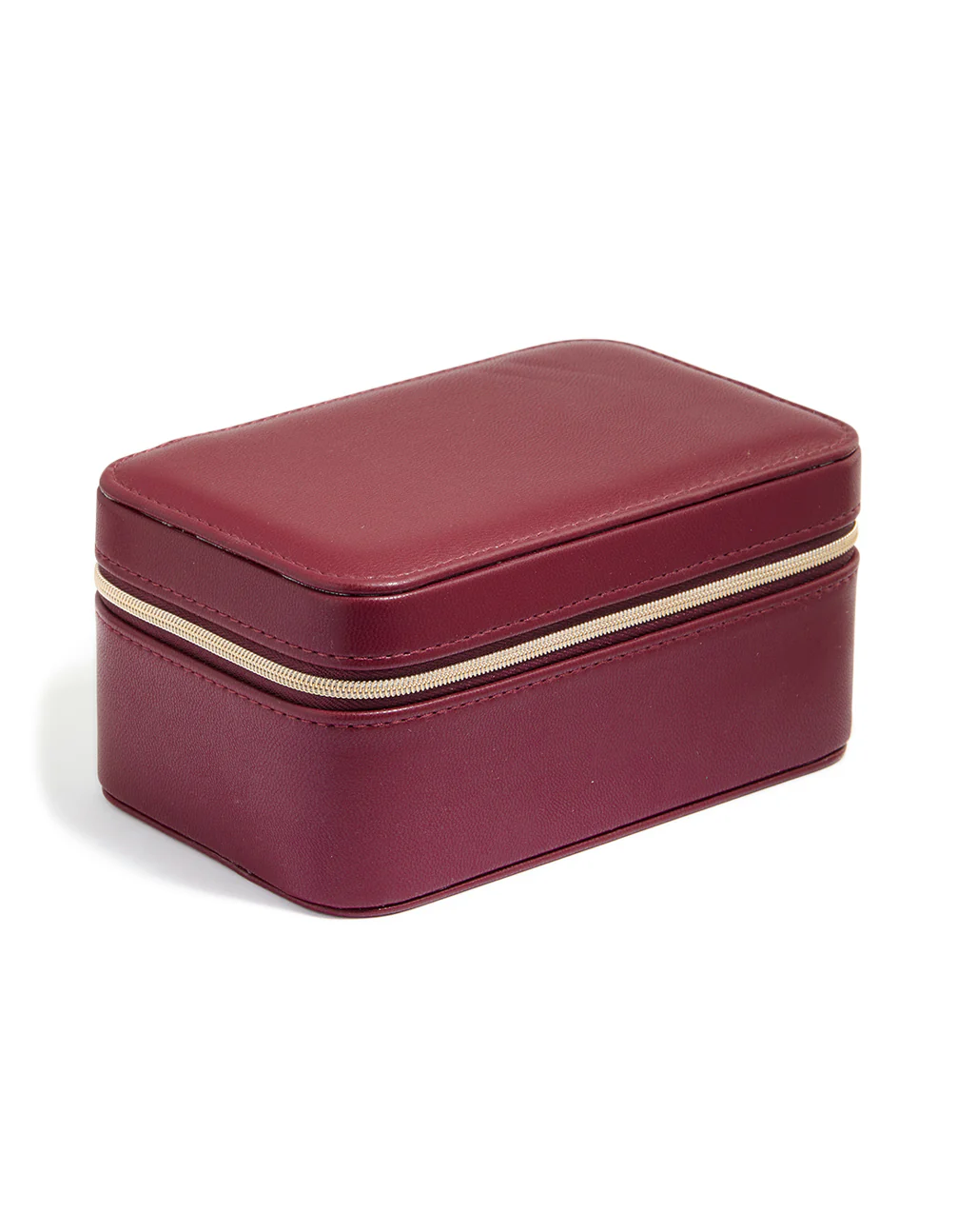 Burgundy PU Leather Rectangular Layered Jewellery Box - Image 3