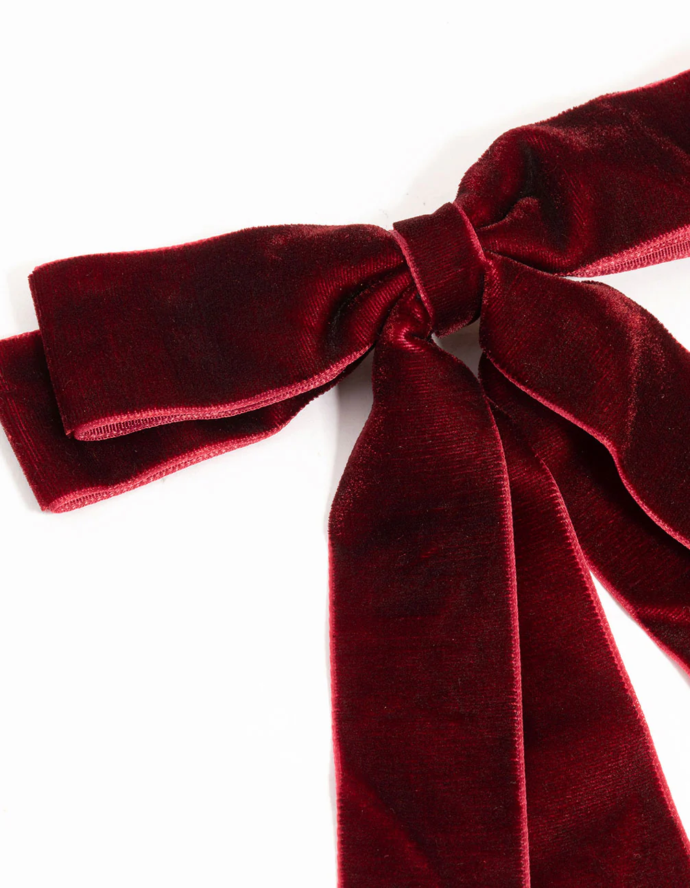 Burgundy Velvet Fabric Double Bow Hair Clip - Image 2