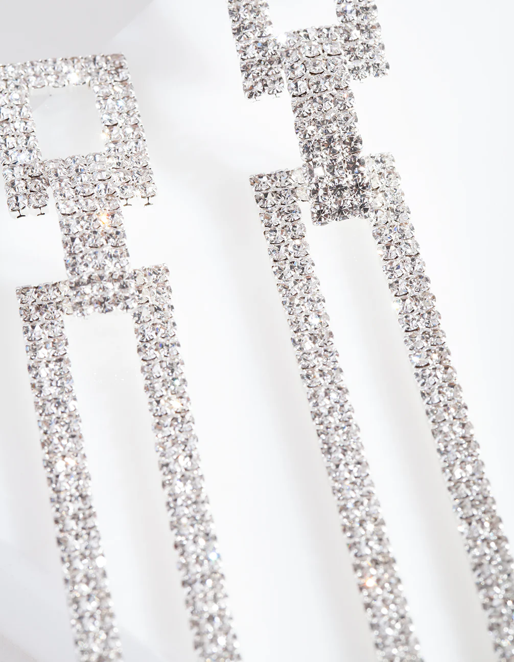 Diamante Rectangle Drop Earrings - Image 5