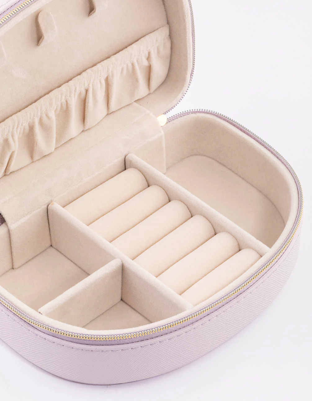 Lilac Faux Leather Half Moon Jewellery Case - Image 2