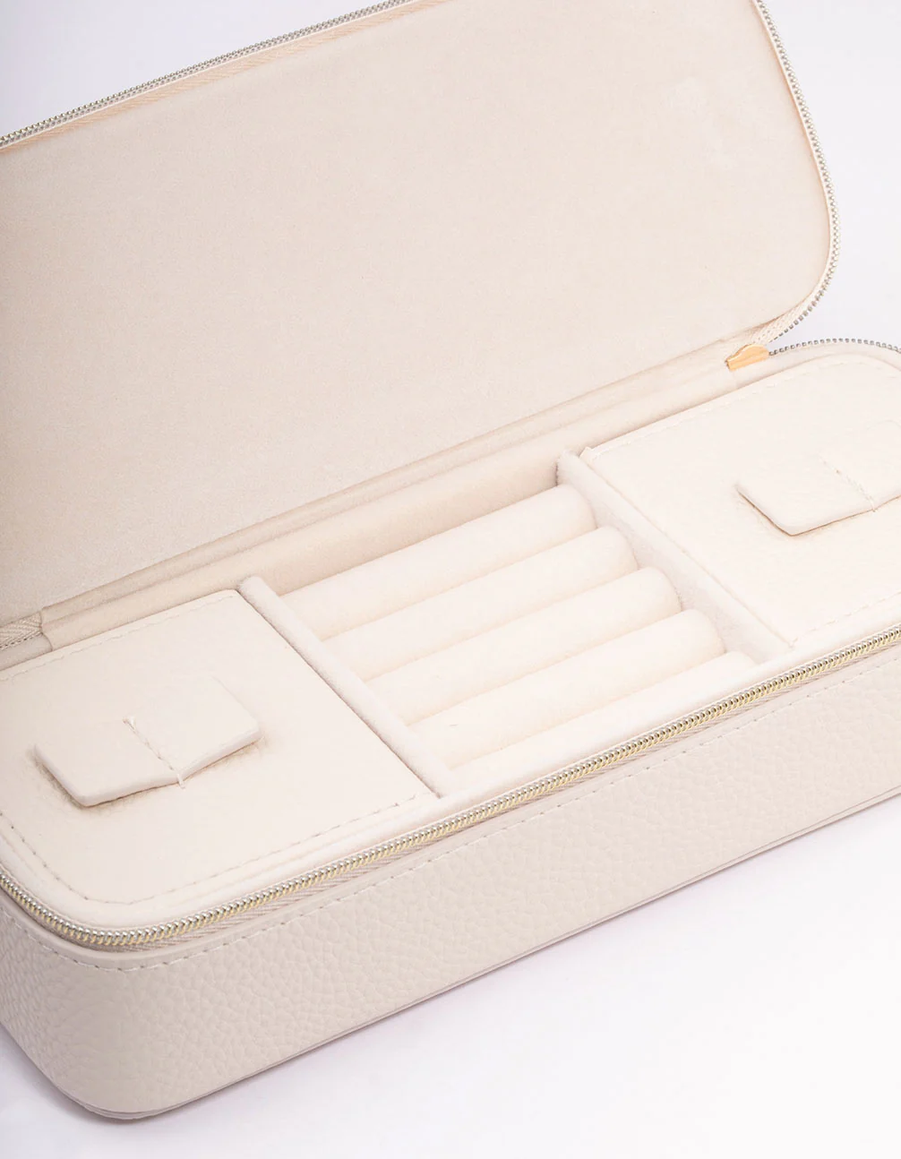 Cream Faux Leather Makeup & Jewellery Case - Image 2