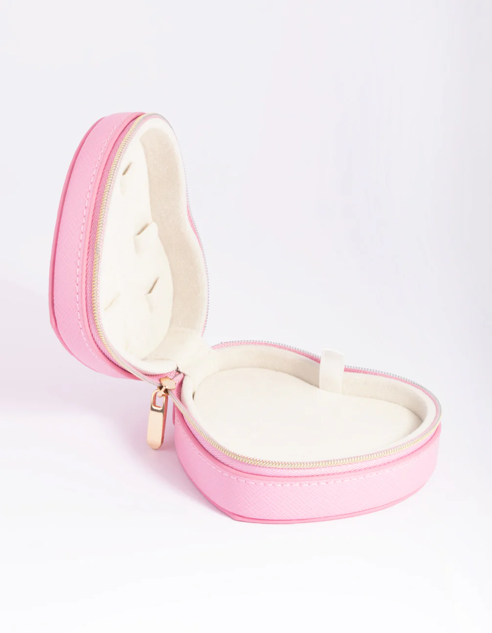 Pink Faux Leather Heart Travel Jewellery Box - Image 2