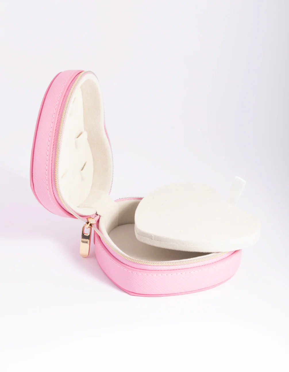 Pink Faux Leather Heart Travel Jewellery Box - Image 3