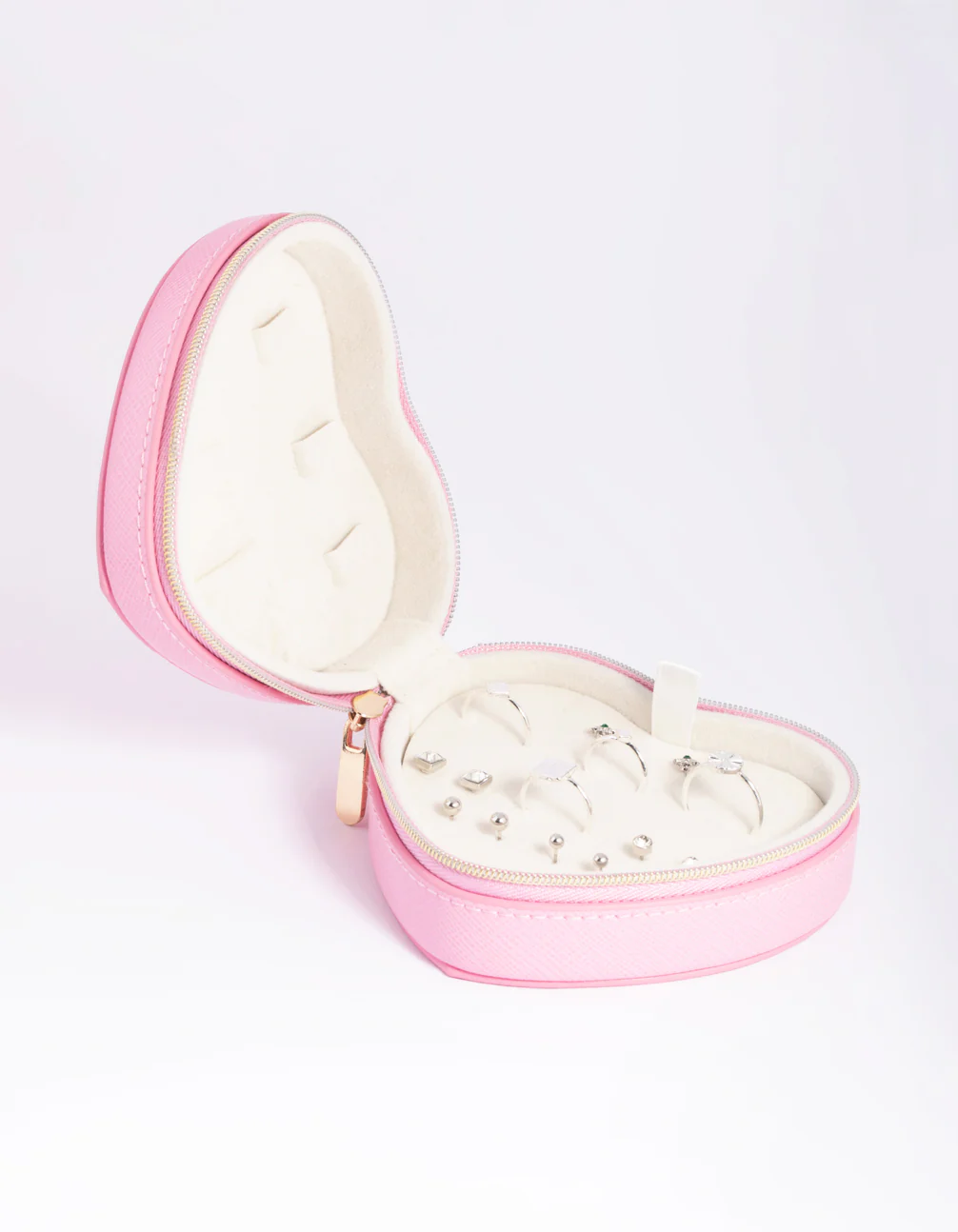 Pink Faux Leather Heart Travel Jewellery Box - Image 4