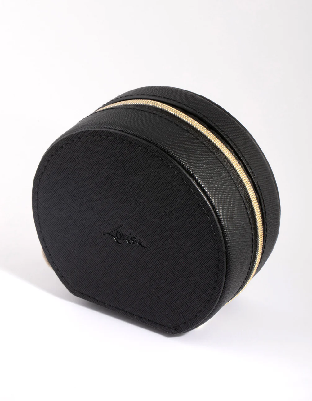 Black Faux Leather Mirror Travel Jewellery Box - Image 4