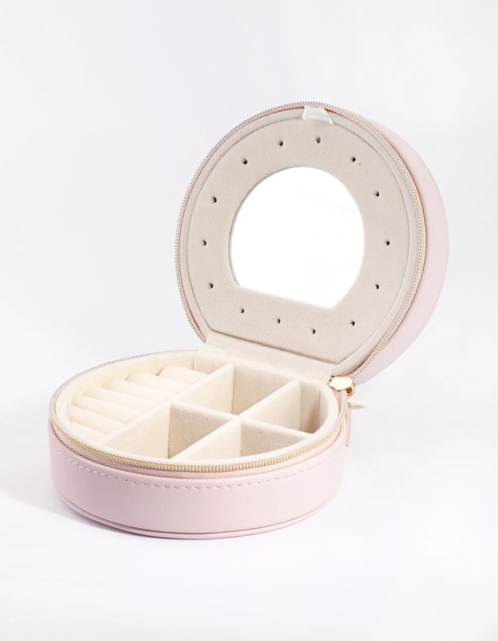 Lilac Faux Leather Mirror Travel Jewellery Box - Image 2