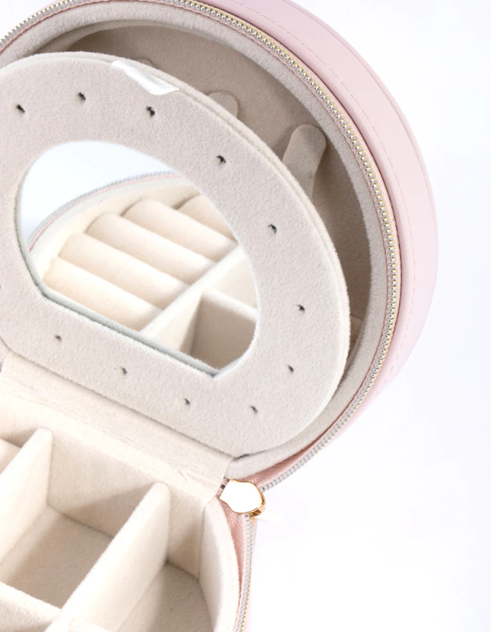 Lilac Faux Leather Mirror Travel Jewellery Box - Image 3