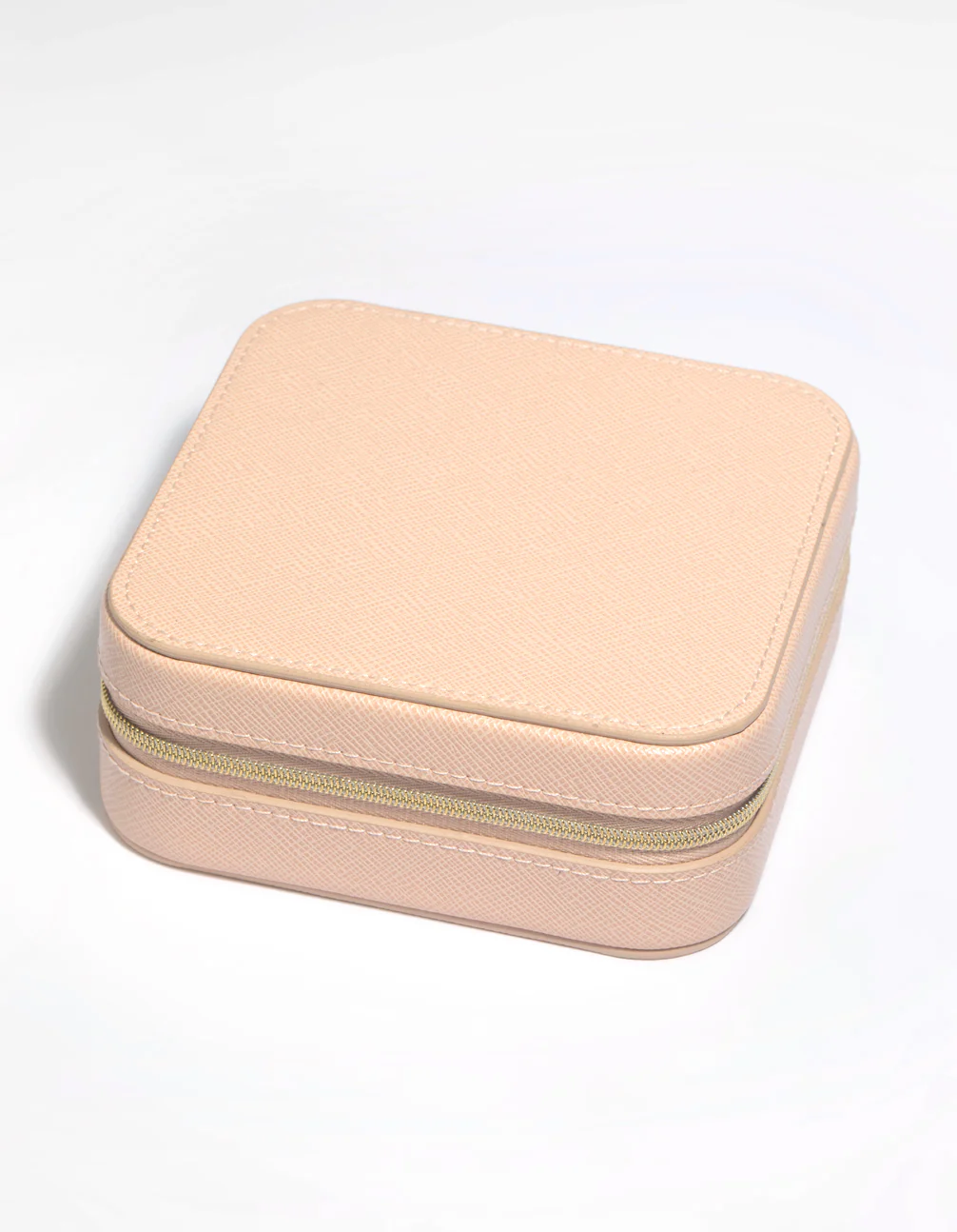 Blush Faux Leather Compact Square Jewellery Box - Image 2