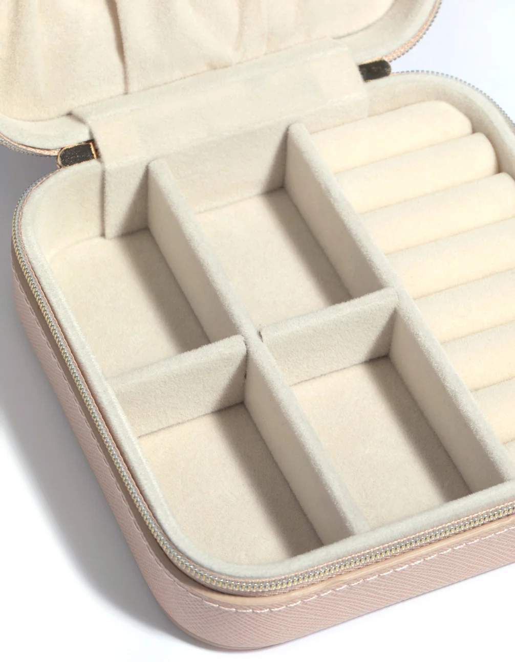 Blush Faux Leather Compact Square Jewellery Box - Image 3