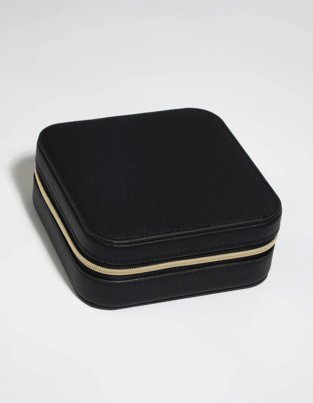 Black Faux Leather Compact Square Jewellery Box - Image 2
