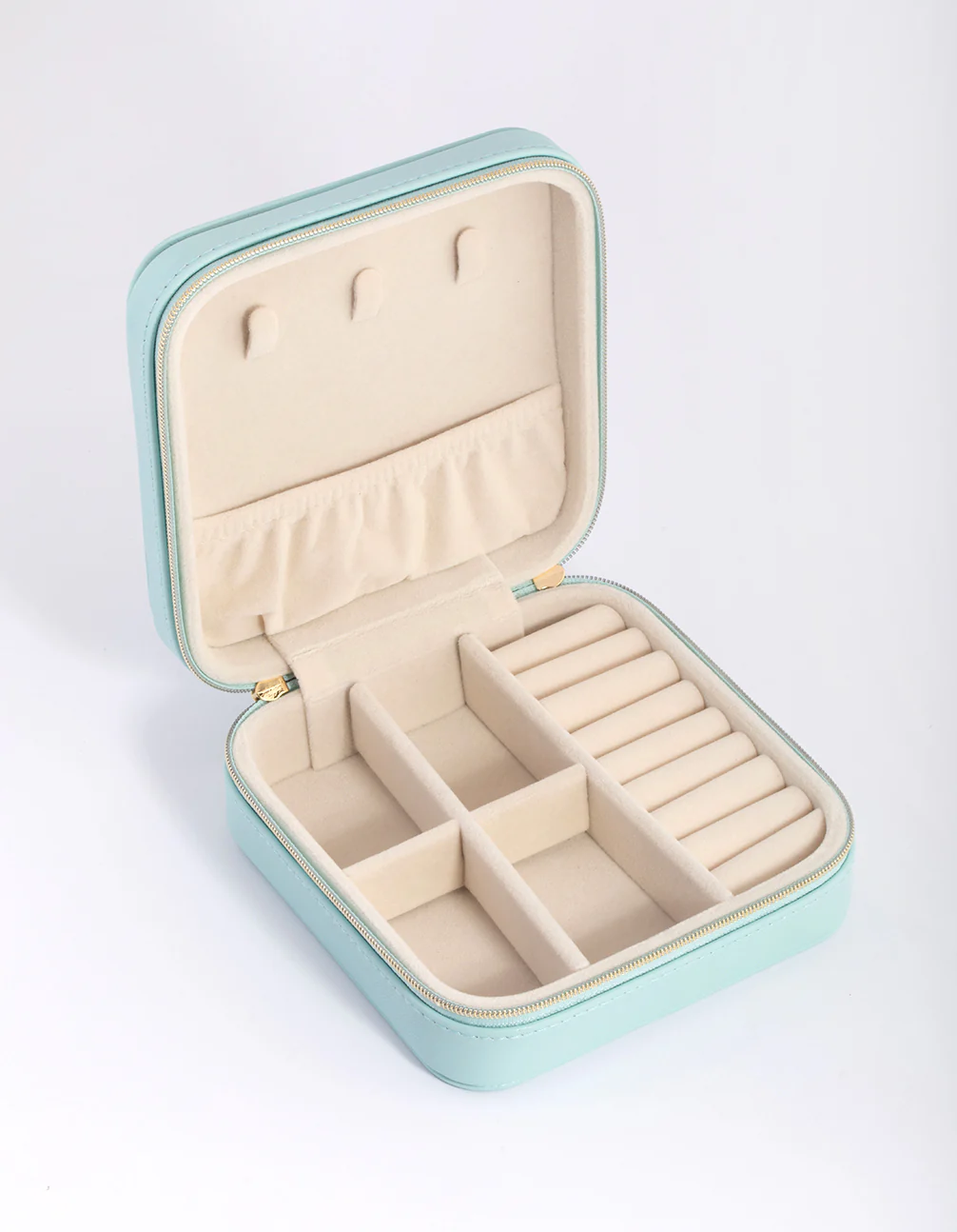 Turquoise Faux Leather Square Jewellery Box - Image 2