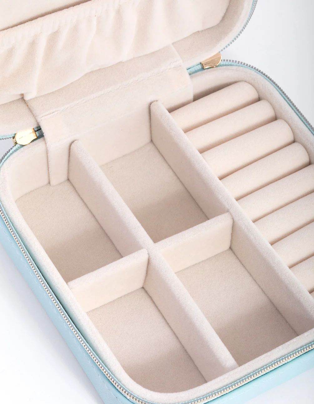 Turquoise Faux Leather Square Jewellery Box - Image 3