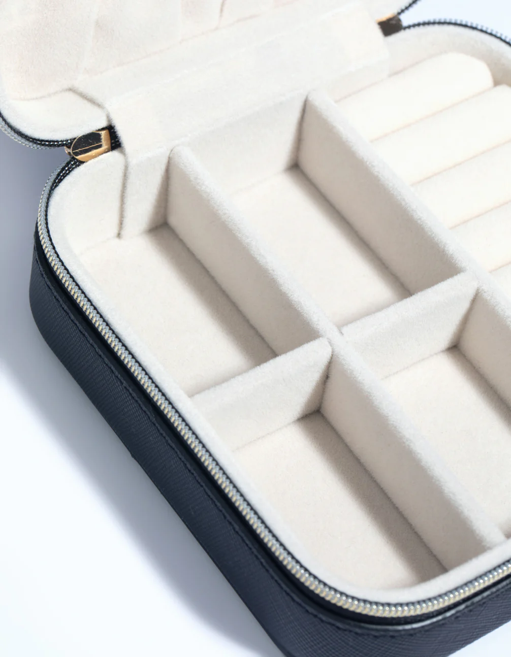 Black Faux Leather Compact Square Jewellery Box - Image 3